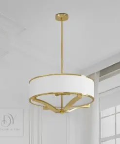 LAMPA WISZĄCA GERDO GOLD złota oprawa biały klosz styl glamour