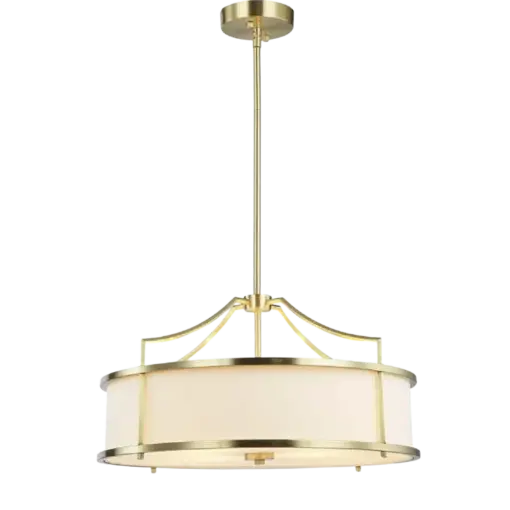 LAMPA WISZĄCA STANZA OLD GOLD M złota oprawa biały klosz nowoczesna glamour