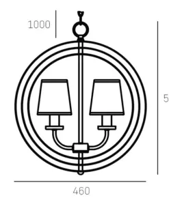 LAMPA WISZĄCA Berlin metalowa, srebrne wykończenie, czarne abażury, styl glamour, wymiary