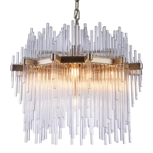 LAMPA WISZĄCA Reykjavik szklane sople, szampańskie wykończenie, styl glamour, piękna