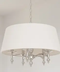 LAMPA WISZĄCA Verona okrągła, kryształowe detale, biały abażur, styl glamour, wyjątkowa