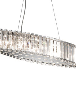 LAMPA WISZĄCA Crystal Skye owalna, kryształowa, srebrne elementy, glamour, 8 źródeł światła