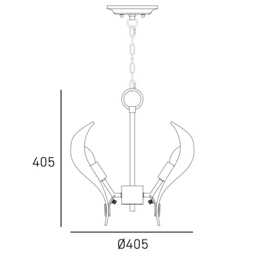 LAMPA WISZĄCA Cannes, mosiężny stelaż, szklany klosz w formie liści, modern classic, mała, wymiary